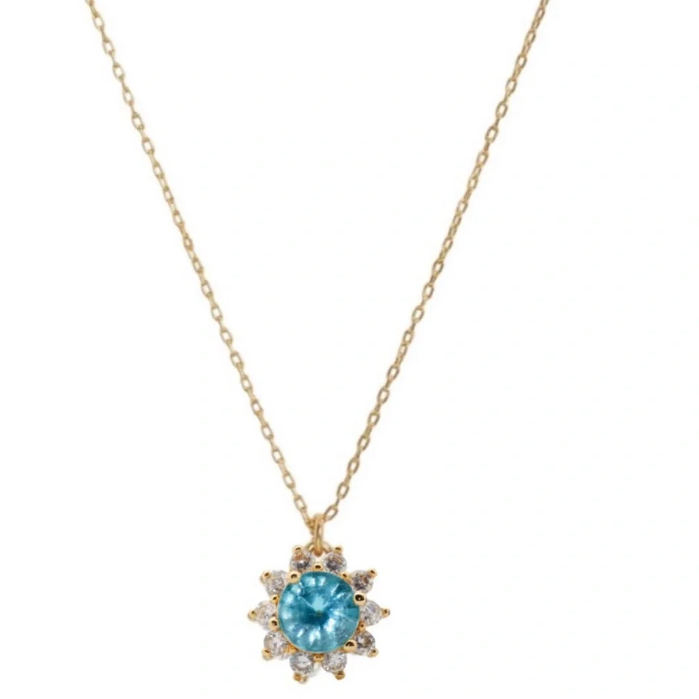 KATE SPADE • Gold Sunny Blue Topaz Halo Necklace